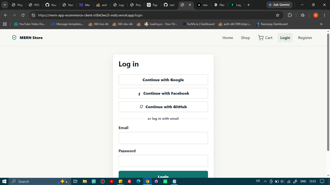 E-commerce app (using MERN Stack)