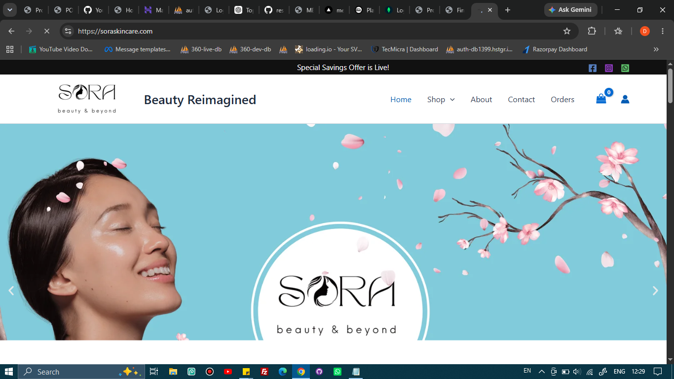 Sora skin care(Ecommerce webstie)